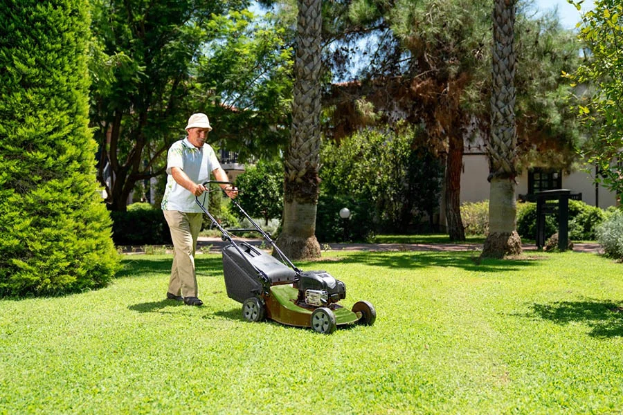 self propelled battery lawnmower